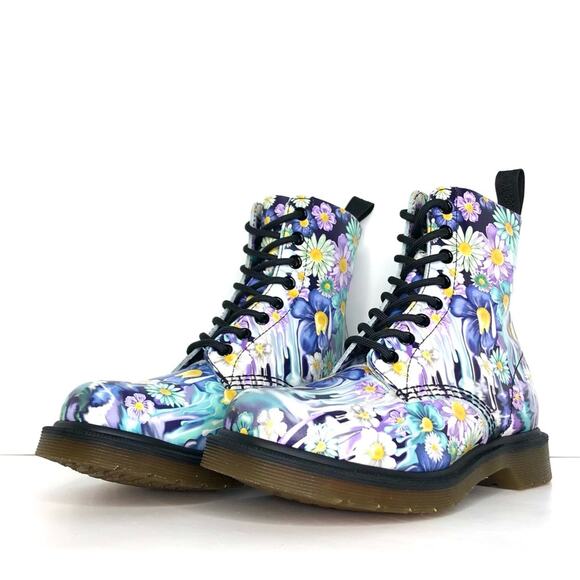 Dr. Martens Shoes - NIB Dr Martens Paint Slick 1460 Pascal Floral Slime Boots Women’s 6 Shoes